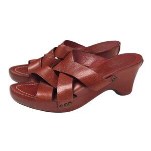 FRYE Womens Thomasville Sandals, Leather, Red, Y2K, Heeled, Open Toe, 9.5 B